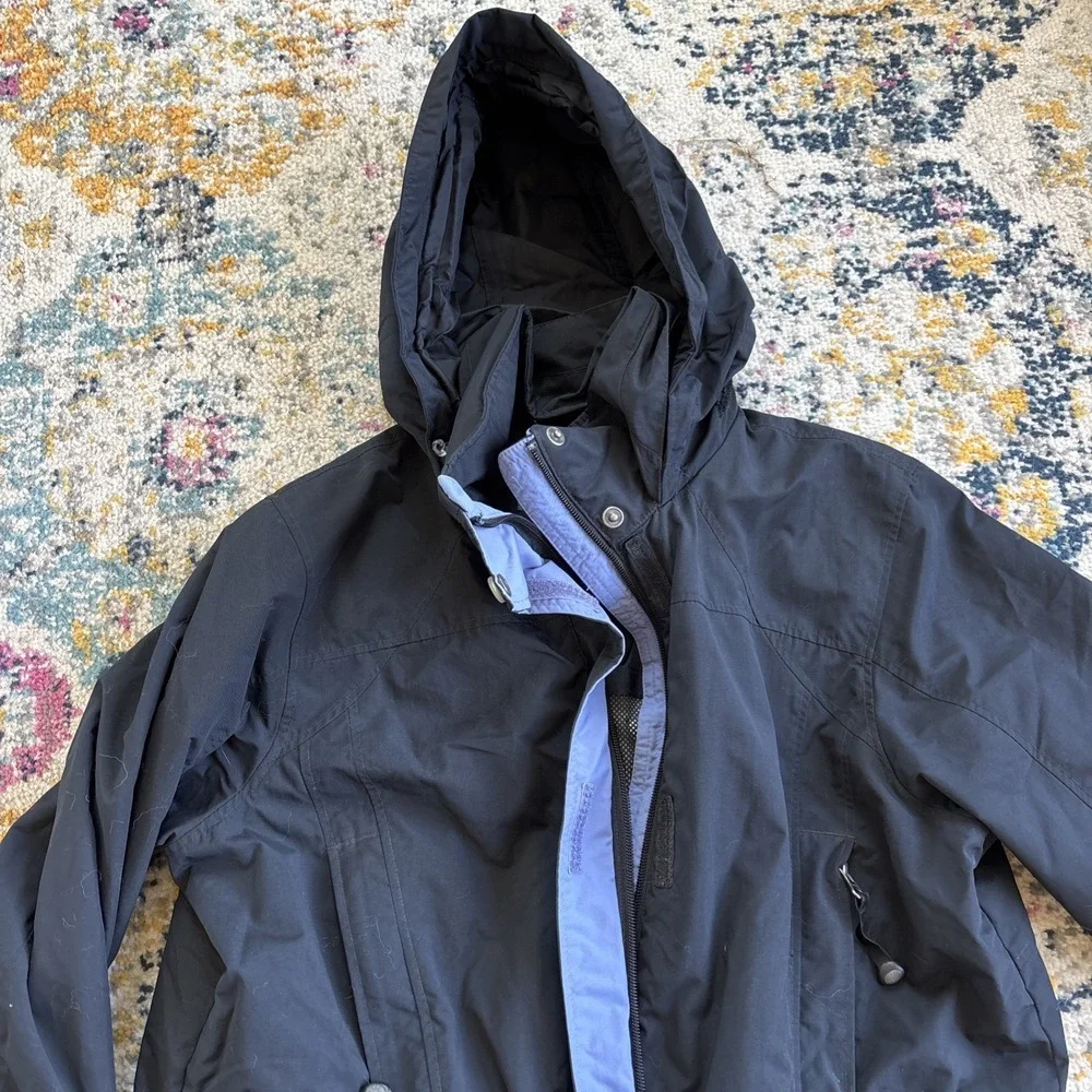 L.L.Bean Women MED Jacket Coat Parka Lightweight Waterproof Hood‎ Ski Snow Black